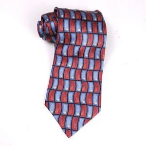 Stafford‎ Executive Silk Tie Geometric Red Blue Yellow Bold Businesscore